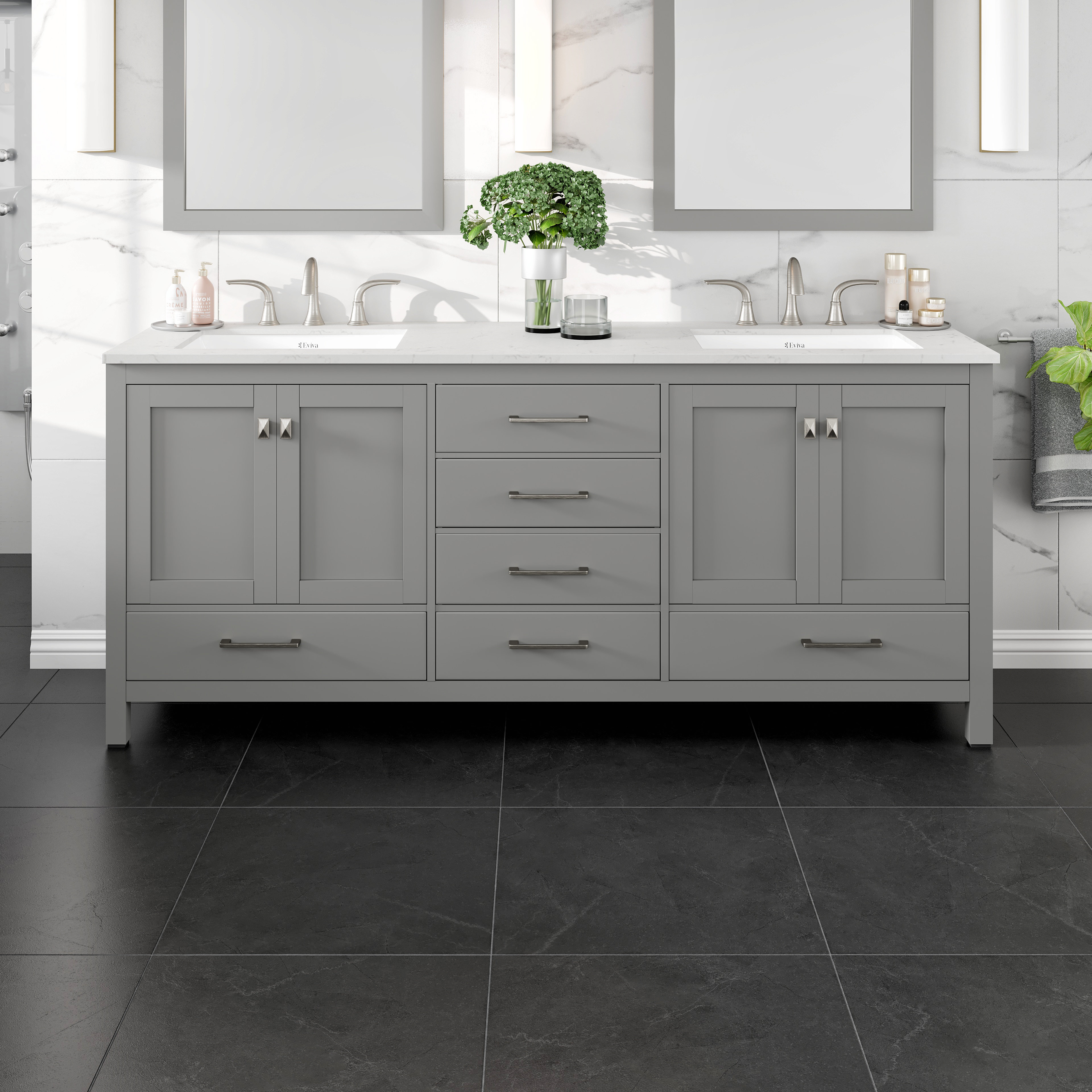 Gray And White Bathroom Sink